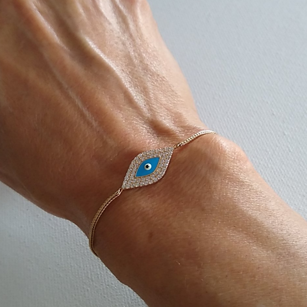 Yellow Gold/Evil Eye Bracelet